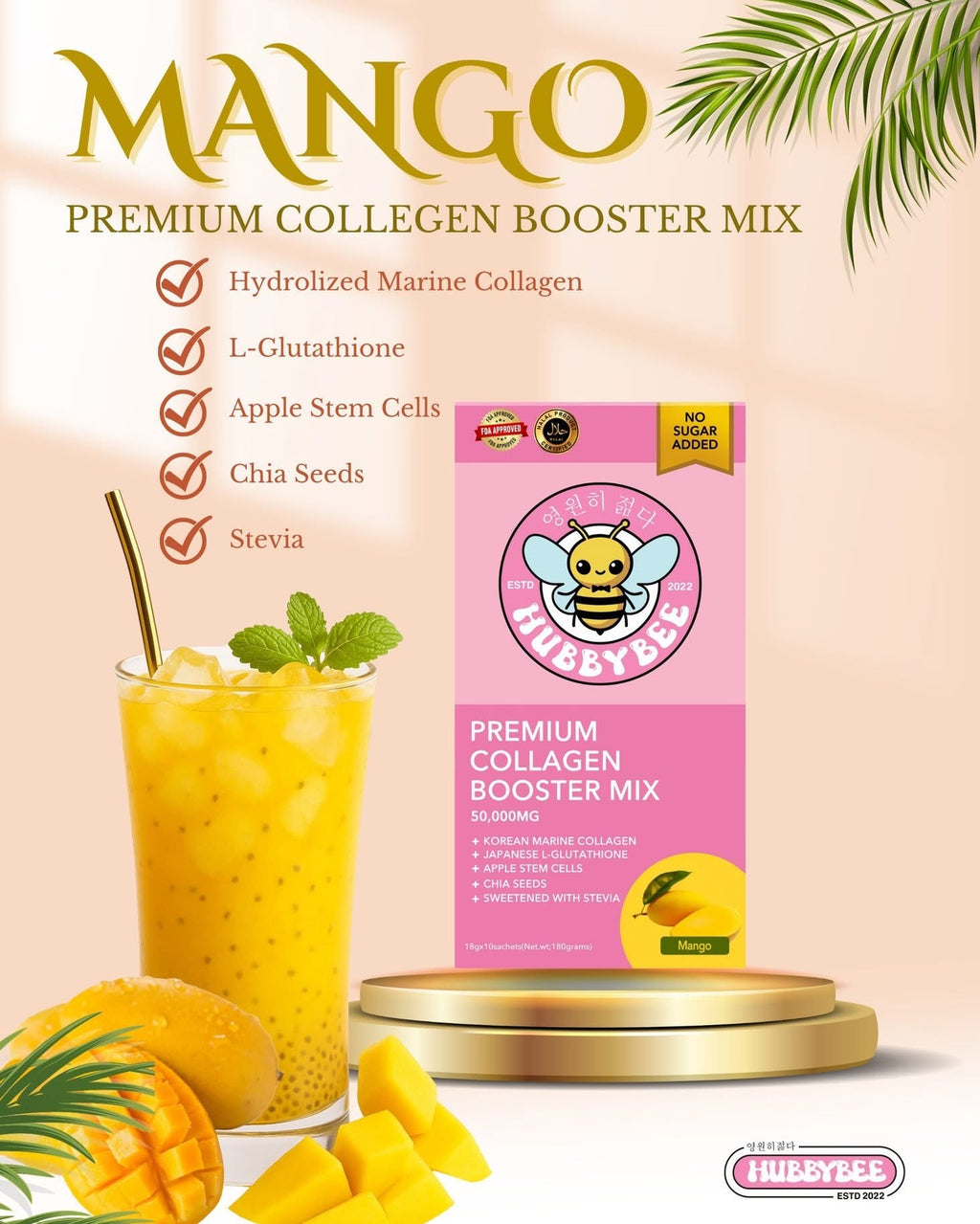 Premium Collagen Booster Mix - Mango (18g x 10 Sachet)
